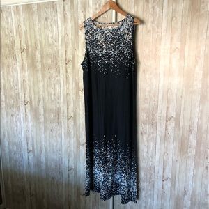 NWT J.Jill Pure Jill Navy Sleeveless Watercolor Maxi Dress w Cardigan, XL